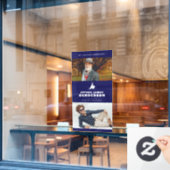 シンプルダークブルー白い鳩カスタム写真記念 ウィンドウサイン (カフェ窓)