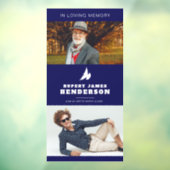 シンプルダークブルー白い鳩カスタム写真記念 ウィンドウサイン (シート3)