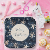 シンプルダークブルー ペーパープレート (パーティー)