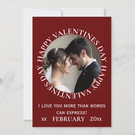シンプルダークレッド写真バレンタインデーのカード シーズンカード (正面)