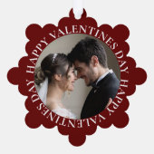 シンプルダークレッド写真バレンタインデー オーナメントカード (裏面)