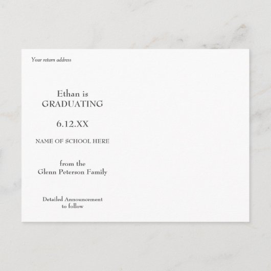 シンプルダーク文字卒業日を保存 ポストカード (裏面)