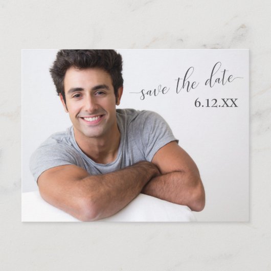 シンプルダーク文字卒業日を保存 ポストカード (正面)