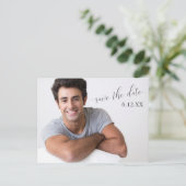 シンプルダーク文字卒業日を保存 ポストカード (スタンド正面)