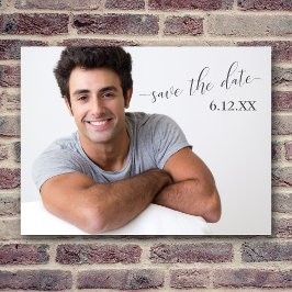 シンプルダーク文字卒業日を保存 ポストカード