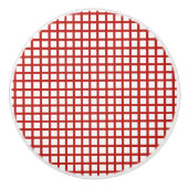 シンプルチェッ赤と白ク セラミックノブ (正面)