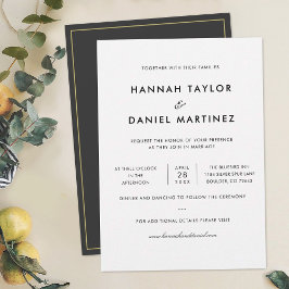 シンプルチックなミニマルエレガント金ゴールド結婚アクセント 招待状