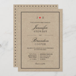 シンプルチッククラフトタイポグラフィ結婚式招待状 招待状