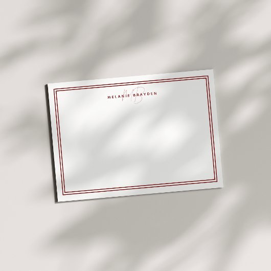 シンプルチックミニマリストモノグラムツマ縁どローン ノートカード