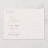 シンプルチックミニマリスト写真結婚式の日付を保存 インビテーションポストカード (裏面)