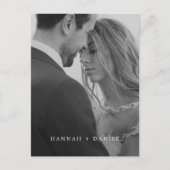 シンプルチックミニマリスト写真結婚式の日付を保存 インビテーションポストカード (正面)