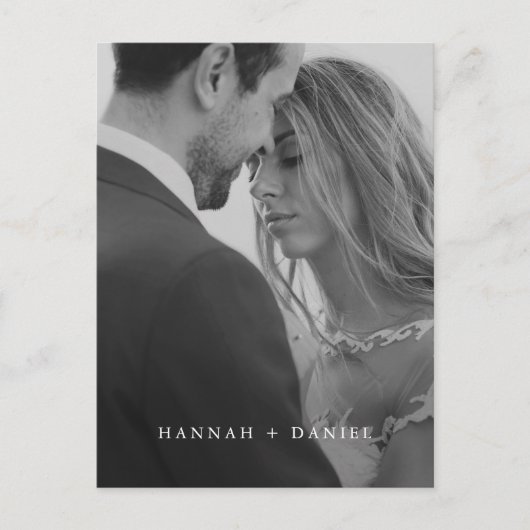 シンプルチックミニマリスト写真結婚式の日付を保存 インビテーションポストカード (正面)