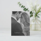 シンプルチックミニマリスト写真結婚式の日付を保存 インビテーションポストカード (スタンド正面)