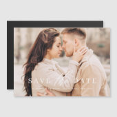 シンプルチックミニマリスト写真結婚式の日付を保存 マグネット招待状 (正面/裏面)