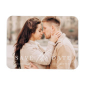 シンプルチックミニマリスト写真結婚式の日付を保存 マグネット (横)