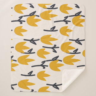 シンプルチューリップ花布プリント シェルパブランケット