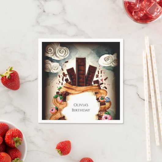 シンプルチョコ誕生日 スタンダードカクテルナプキン (インサイチュ)