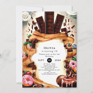 シンプルチョコ誕生日 招待状