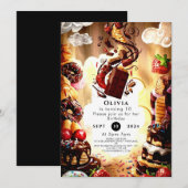 シンプルチョコ誕生日 招待状 (正面/裏面)