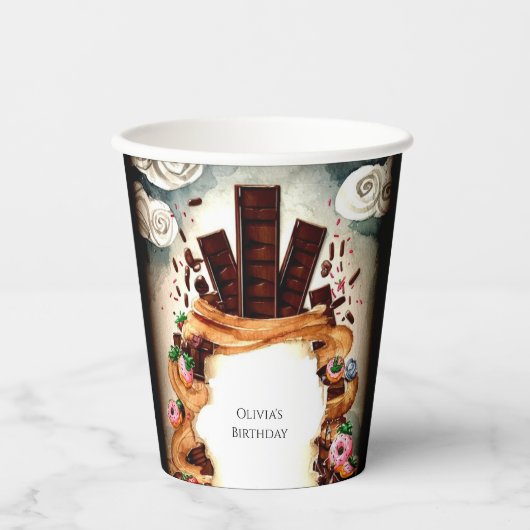 シンプルチョコ誕生日 紙コップ (正面)