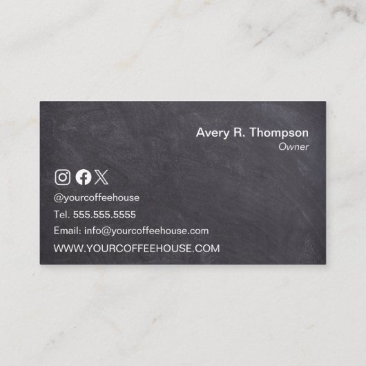 シンプルチョークカスタムボードコーヒーカップカフェショップ ロイヤリティカード (裏面)