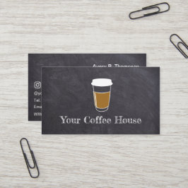 シンプルチョークカスタムボードコーヒーカップカフェショップ 名刺