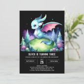 シンプルチルドドラゴン誕生日 招待状 (スタンド正面)