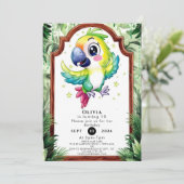 シンプルチルドパロット誕生日 招待状 (スタンド正面)