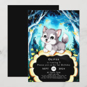 シンプルチルドルズウルフ誕生日 招待状 (正面/裏面)