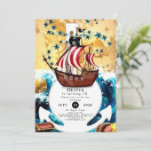 シンプルチルドレンズアホイパイレーツ誕生日 招待状 (スタンド正面)