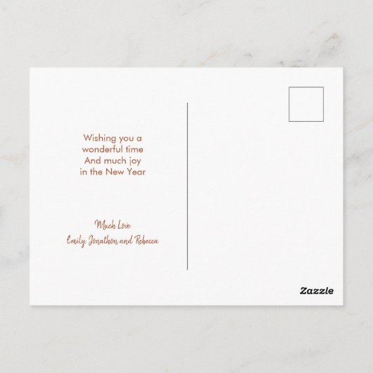 シンプルツリーネームメリークリスマスホリデイ ポストカード (裏面)