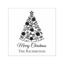 シンプルツリー クリスマスおめでとう 名入れ セルフインキングスタンプ