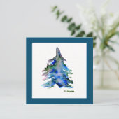 "シンプルツリー"水色クリスマスカード シーズンカード (スタンド正面)