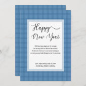 シンプルツートーンブループレイドハッピーニューイヤー シーズンカード (正面/裏面)