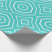 シンプルティール(緑がかった色)とホワイトギフトパターン(の模様が)あるラップ ラッピングペーパー (角)