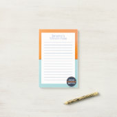 シンプルティール（緑がかった色）/オレンジミツボ ポストイット (デスク上)