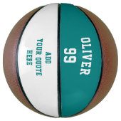 シンプルティール(緑がかった色)グリーン名番号引用文 バスケットボール (縦)