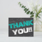 シンプルティール(緑がかった色)グレモダンー&ブラックサンキューサンキュー ポストカード (スタンド正面)