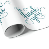 シンプルティール(緑がかった色)スクリプト | Dark Midnight Greenありがとう ラッピングペーパー (ロールコーナー)