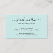 シンプルティール（緑がかった色）ターコイズラッエレガントシュ後介護 名刺 (裏面)