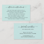 シンプルティール（緑がかった色）ターコイズラッエレガントシュ後介護 名刺 (正面/裏面)