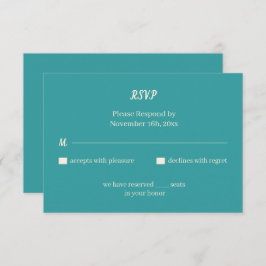 シンプルティール(緑がかった色)パーソナライズされた結婚s 出欠カード