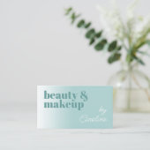 シンプルティール(緑がかった色)ブルーグリーンホワイト書道 名刺 (スタンド正面)