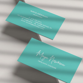 シンプルティール（緑がかった色）ブルー署名名プロフェッショナル 名刺