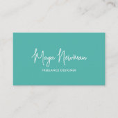 シンプルティール（緑がかった色）ブルー署名名プロフェッショナル 名刺 (正面)
