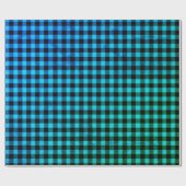 シンプルティール(緑がかった色)ブ素朴ルーブラックバッファロープレイドチェック ラッピングペーパー (フラット)