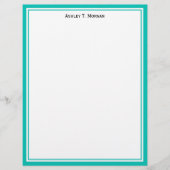 シンプルティール（緑がかった色）ホワイトレタパーソナライズされたーヘッド (正面)