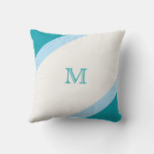 シンプルティール（緑がかった色）モダンブルーモノグラストライプのム クッション (裏面)