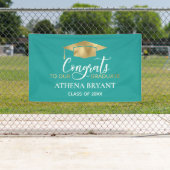 シンプルティール（緑がかった色）モダン金ゴールド卒業 横断幕 (インサイチュ)