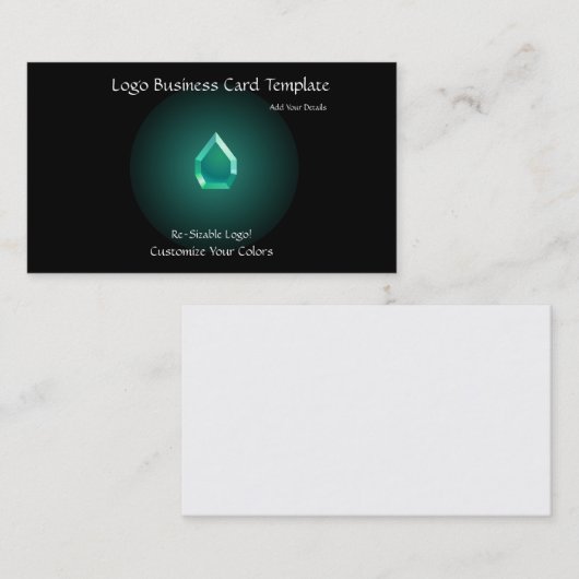 シンプルティール(緑がかった色)ロゴ – 宝石 名刺 (正面/裏面)